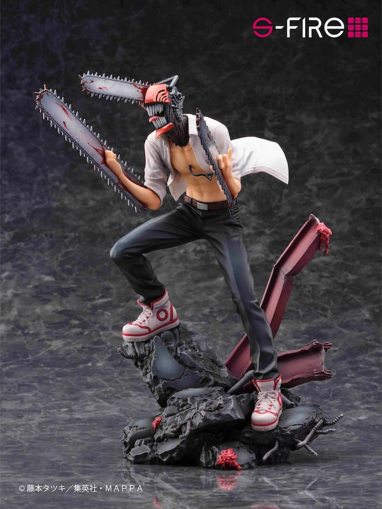 チェンソーマンの好戦的な姿が1/7フィギュアに、瓦礫の上でチェンソー 