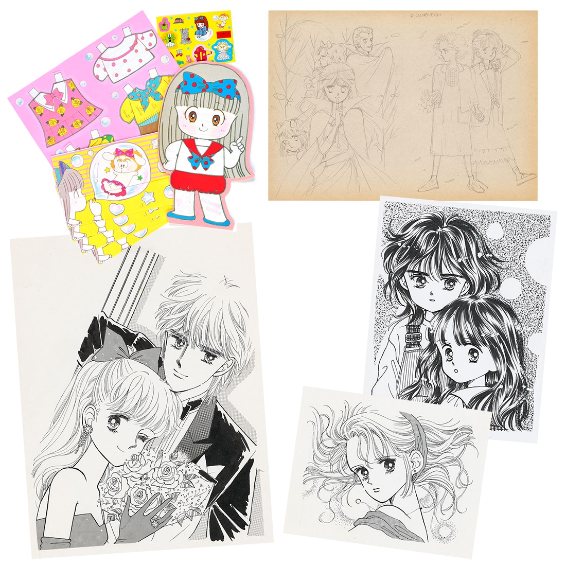 「ときめきトゥナイト」モノクロ原画と付録カットの集合。