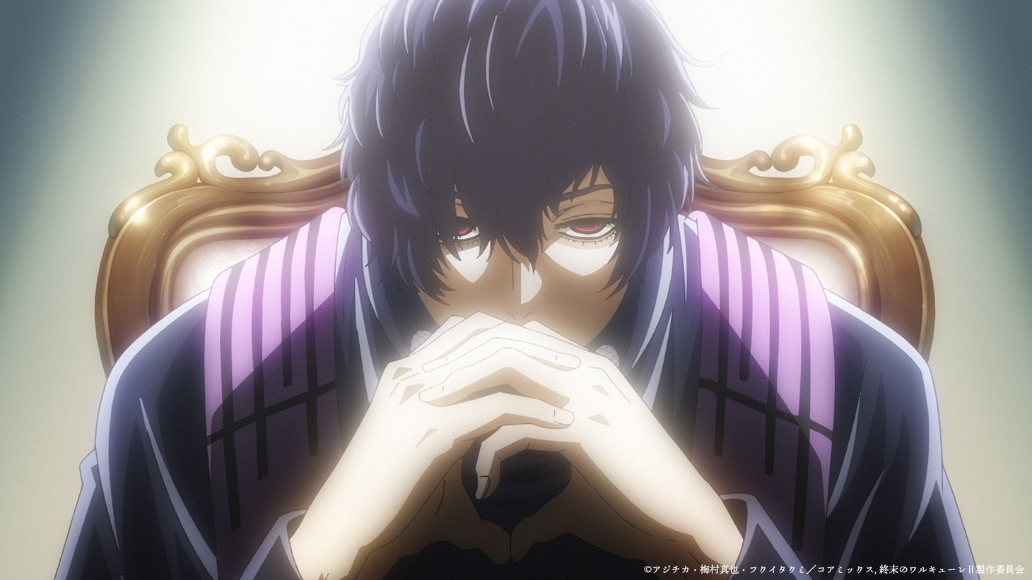 ベルゼブブ（CV：浪川大輔）黒ずくめの格好をした青年の姿をしている謎多き蝿の王。 (c)アジチカ・梅村真也・フクイタクミ／コアミックス, 終末のワルキューレII製作委員会