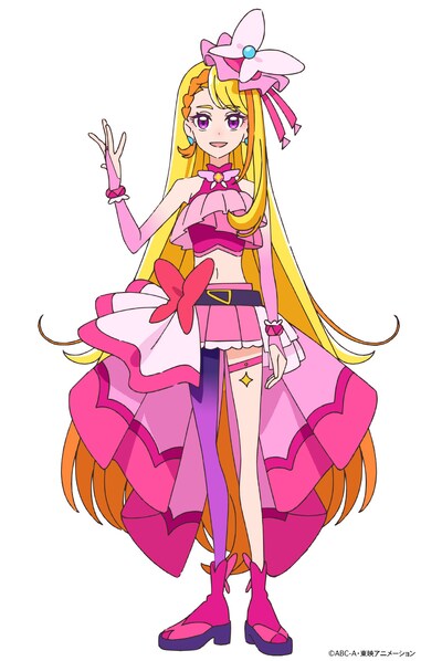 キュアバタフライ。名乗りは「アゲてひろがるワンダホー！ キュアバタフライ！」。 (c)ABC-A・東映アニメーション