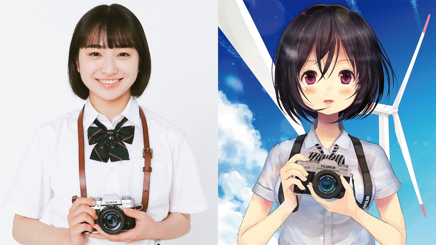 田牧そら扮する池田ミト（左）と、原作の池田ミト（右）。(c)BS松竹東急