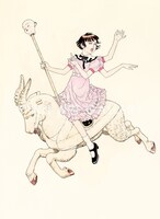 丸尾末広のカラーイラスト。