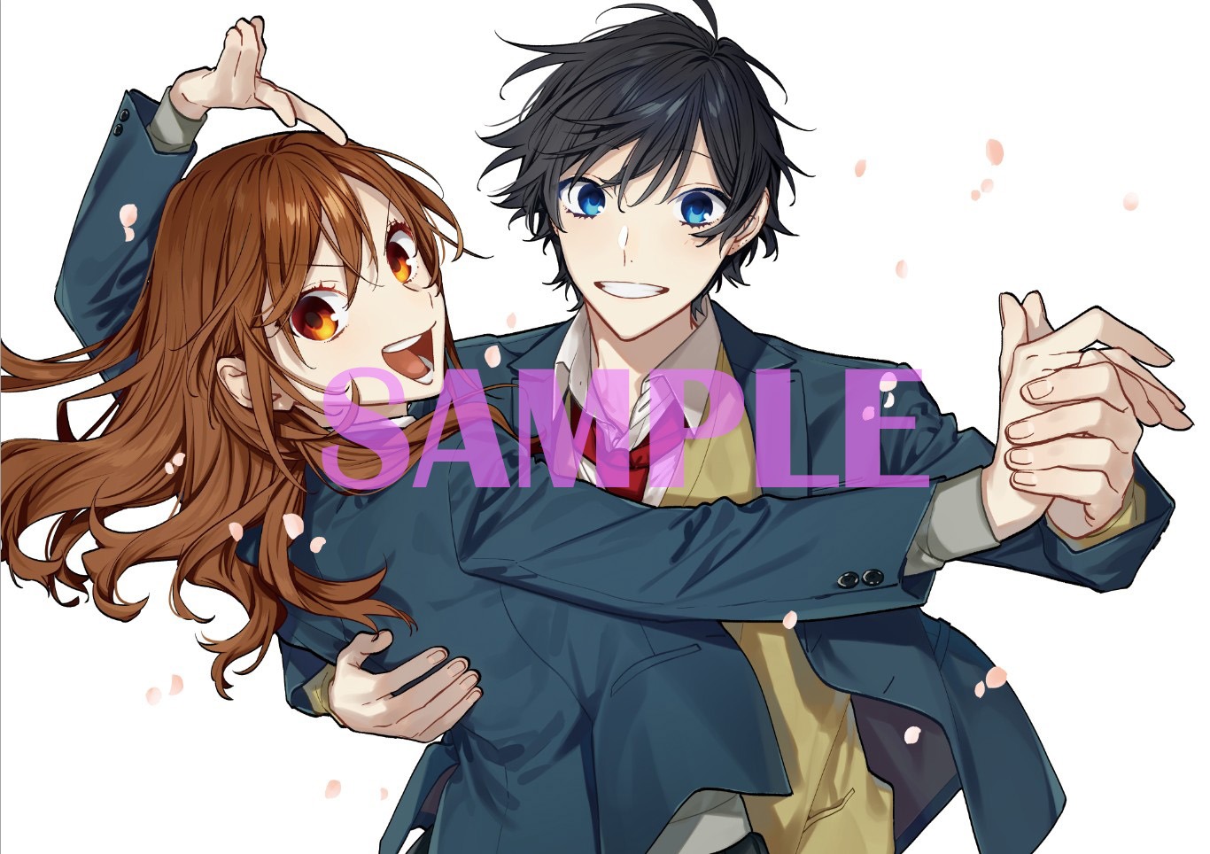 予約特典のA4クリアファイルに使用される萩原ダイスケの描き下ろしイラスト。(c)HERO・萩原ダイスケ/SQUARE ENIX・「ホリミヤ -piece-」製作委員会