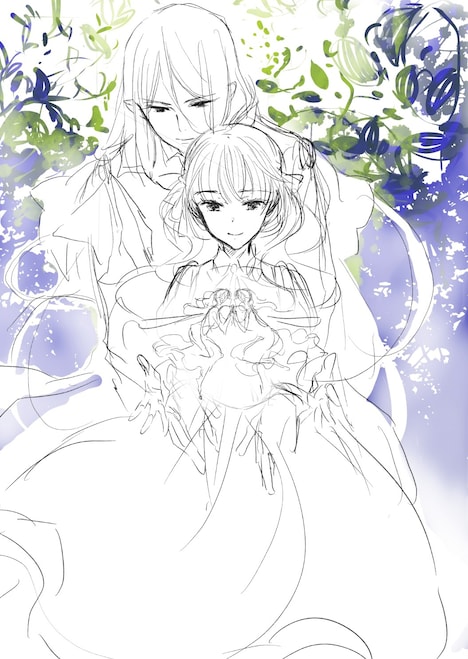 原作小説の最新刊「シュガーアップル・フェアリーテイル 銀砂糖師と紫紺の楽園」カバーイラストラフ