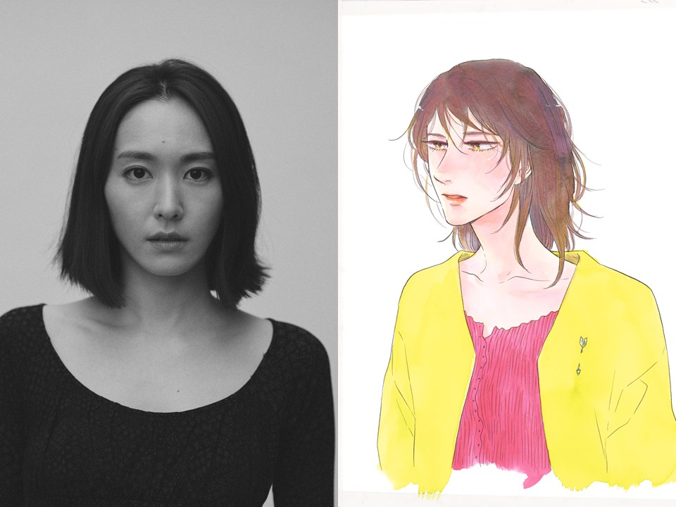 新垣結衣（左）と原作の高代槙生（右）。