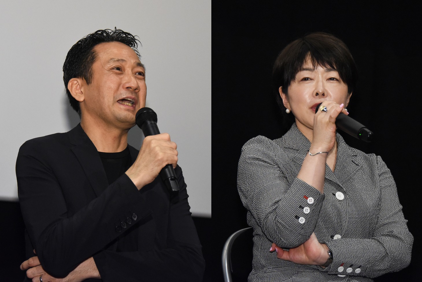 渡辺一貴監督（左）と小林靖子（右）。