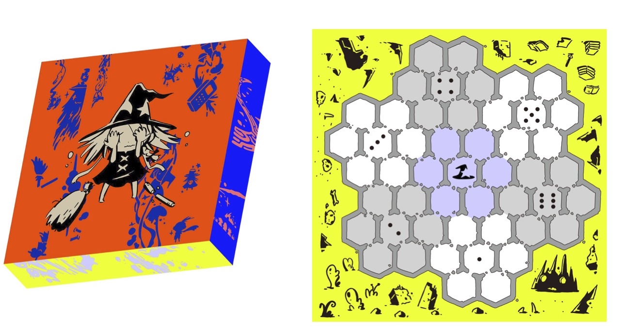 展示予定のボードゲーム「影の魔法と魔物たち」。
