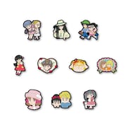 オリジナルグッズのピンバッジコレクション(ランダム全10種)。