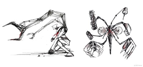 ヤンマーのデザイン室が手がけたロボット原案イラスト。