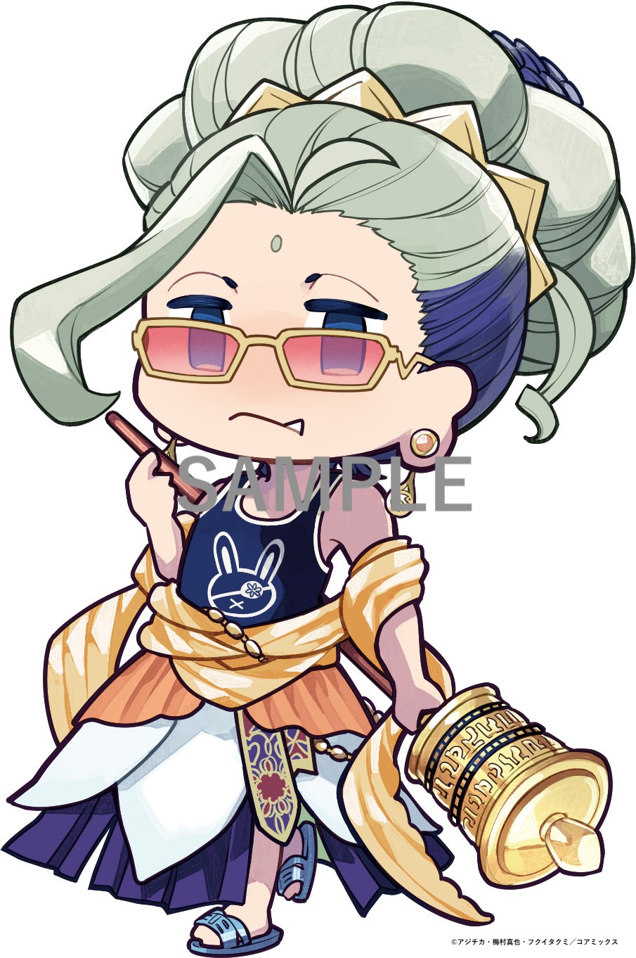 「天上天下唯我独尊! 釈迦（オレ）だけシール!!」に使用されているイラスト。(c)アジチカ・梅村真也・フクイタクミ/コアミックス