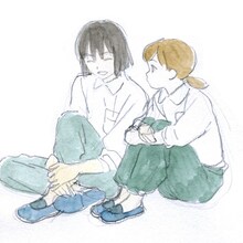 サンとマユのラフスケッチ。(c)今日マチ子（秋田書店）／NHK・NEP