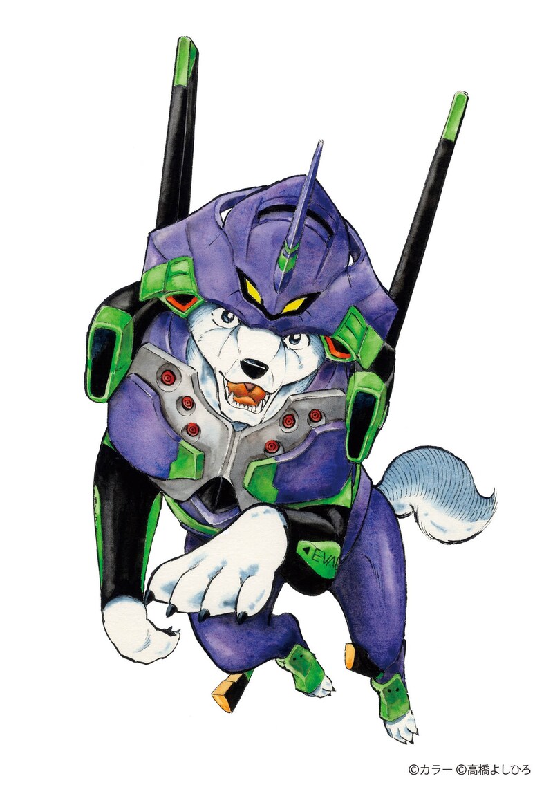 高橋よしひろ描き下ろしのコラボイラスト「エヴァンゲリオン初号銀」。