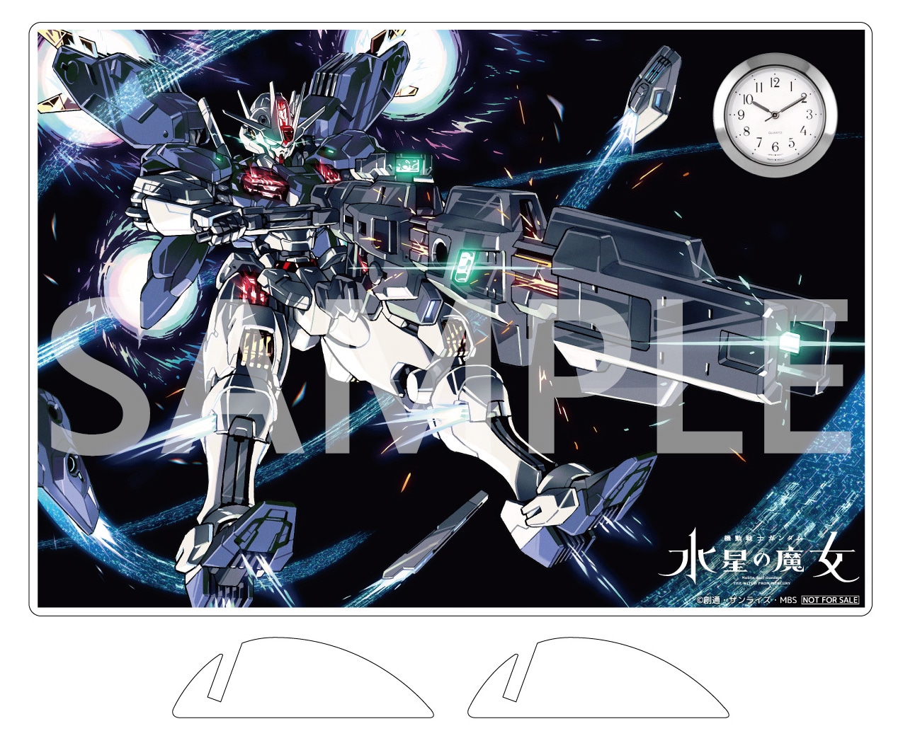 ビックカメラ・ソフマップ 全巻購入特典「描き下ろしイラスト ガンダム・エアリアル（改修型）使用 A5サイズアクリルクロック」
