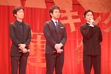 左から佐藤信介監督、三浦貴大、岡山天音。