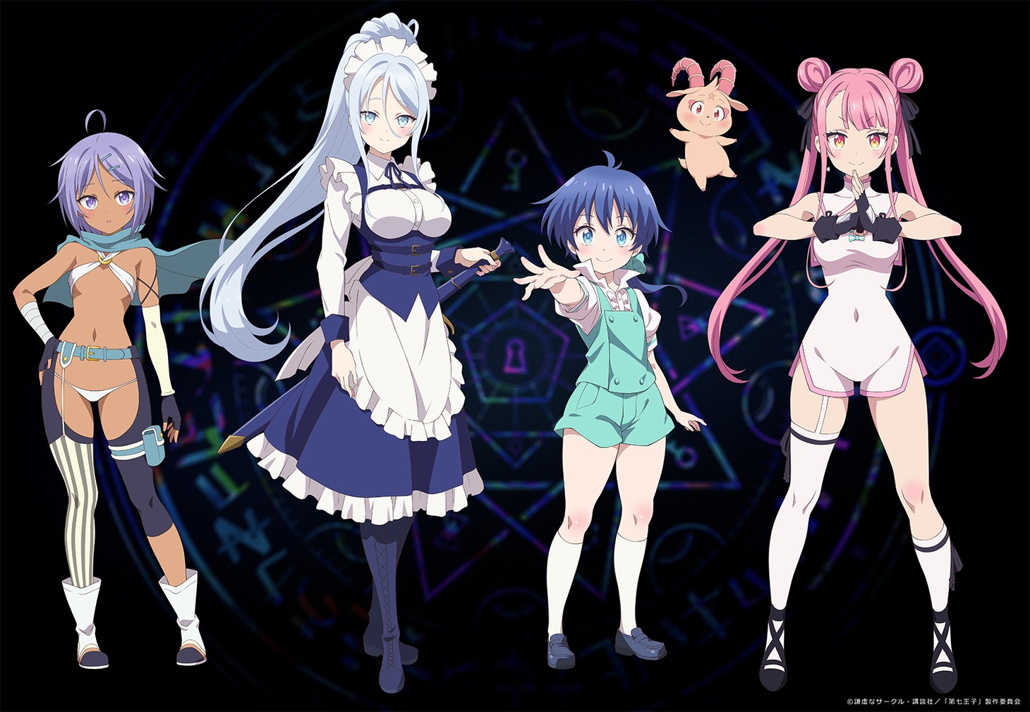 左からレン、シルファ、ロイド、グリモ、タオ。(c)謙虚なサークル・講談社／「第七王子」製作委員会