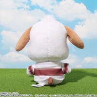 聖ルドルフ学院中学校のユニフォームを着たポチャッコのぬいぐるみマスコット。