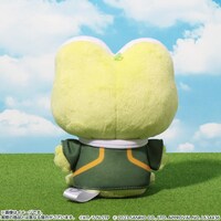 山吹中学校のユニフォームを着たけろけろけろっぴのぬいぐるみマスコット。