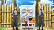 アニメ「自動販売機に生まれ変わった俺は迷宮を彷徨う」第1話の場面カット。