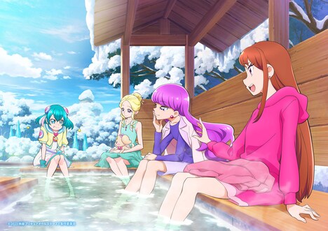 「映画プリキュアオールスターズF」より、「あげは×アスミ＆ラテ×ララ×ゆかり」のスチール。