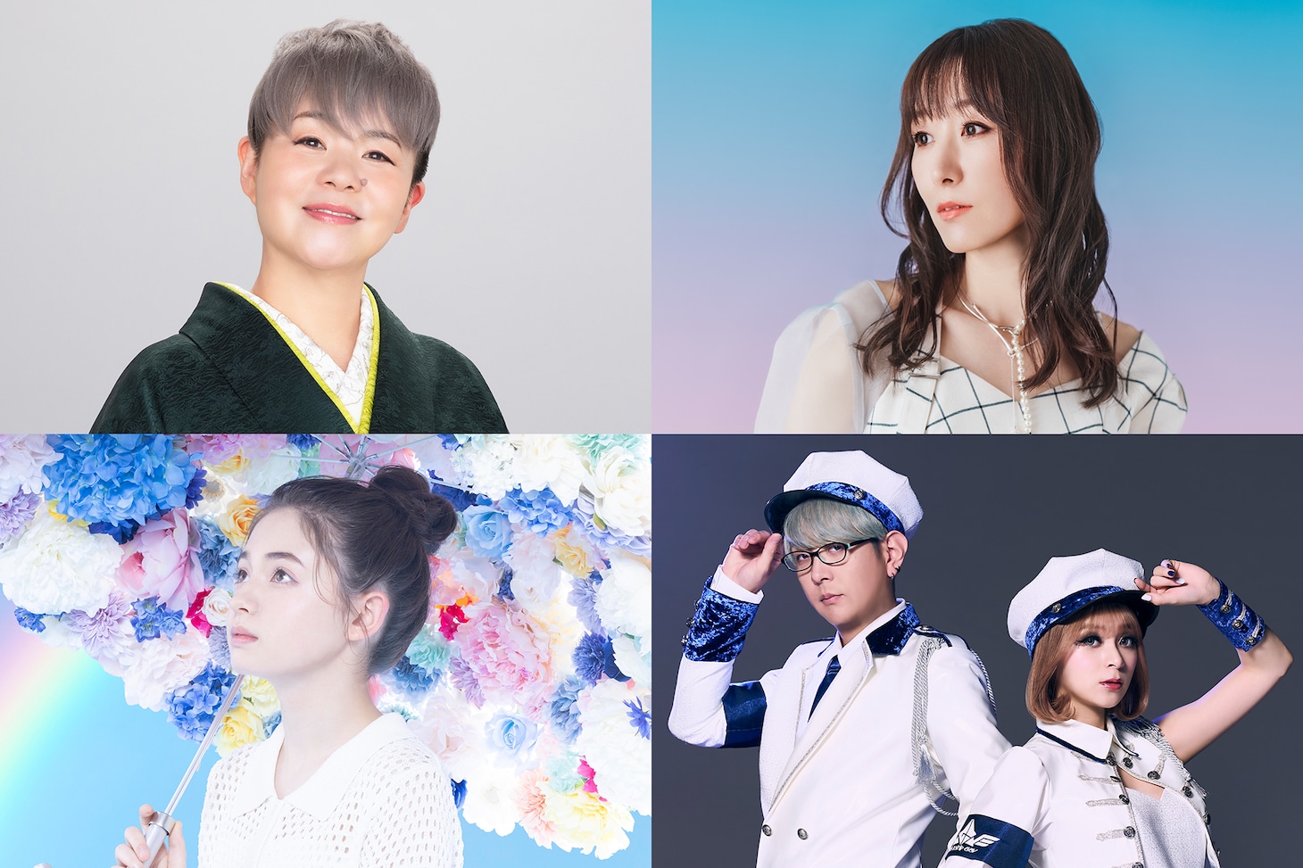 左上から時計回りに島津亜矢、ChouCho、GARNiDELiA、Rainy。