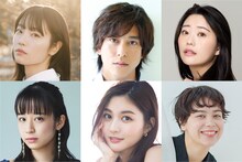 上段左から向里祐香、佐野岳、冨手麻妙。下段左から堀口紗奈、林ゆめ、まりあ。