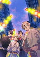 キャラクター原案・えびもによる描き下ろしイラスト。左からえいちゃん、だんぼっち、トリちゃん、春男。