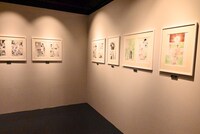 「原画展示：GW合宿」コーナーの様子。
