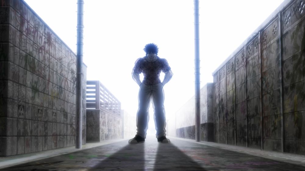 アニメ「『範馬刃牙』第2期」の「地上最強の親子喧嘩編」ノンクレジットオープニング映像より。 (c)板垣恵介(秋田書店)／範馬刃牙製作委員会