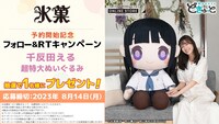 「どきゅーと『氷菓』超特大ぬいぐるみ」プレゼントキャンペーンのビジュアル。