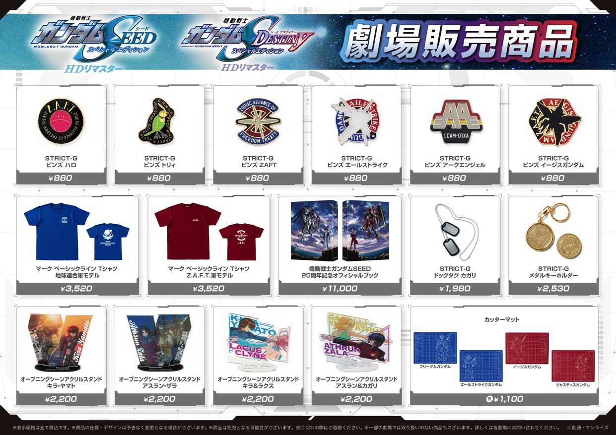 劇場販売グッズの一覧。