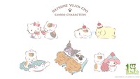 ニャンコ先生とサンリオキャラクターズのコラボイラスト。