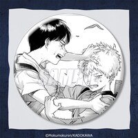 D賞の「76mm缶バッジ」（全10種）。