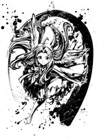 フィーロの墨絵イラスト。