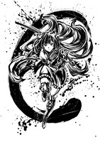 ラフタリアの墨絵イラスト。