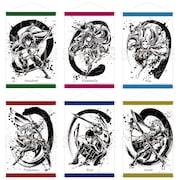 墨絵イラストを用いたタペストリー。