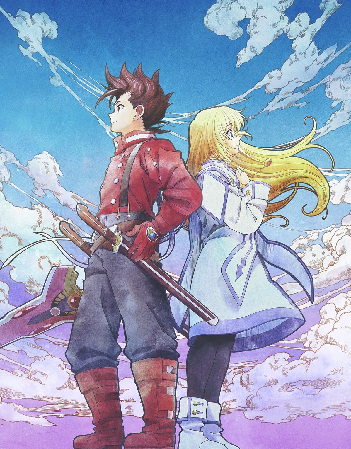 「OVA『テイルズ オブ シンフォ二ア THE ANIMATION』アニバーサリーBD-BOX」アウターボックスの描き下ろしイラスト。