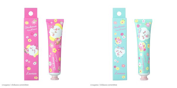 「Lovisiaちいかわ大集合ハンドクリーム」。左からちいかわ、ハチワレ。