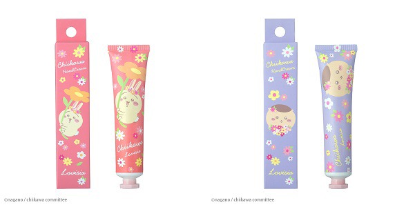 「Lovisiaちいかわ大集合ハンドクリーム」。左からうさぎ、くりまんじゅう。