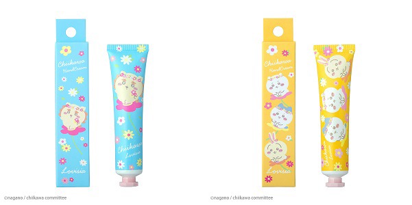「Lovisiaちいかわ大集合ハンドクリーム」。左からシーサー、ちいかわ＆ハチワレ&うさぎ。