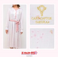 「さくら総柄 刺繍入りルームワンピース」着用イメージ