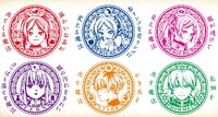 「魔法のスタンプ」の6種類。色はイメージ。スタンプの色は書店によって異なる。