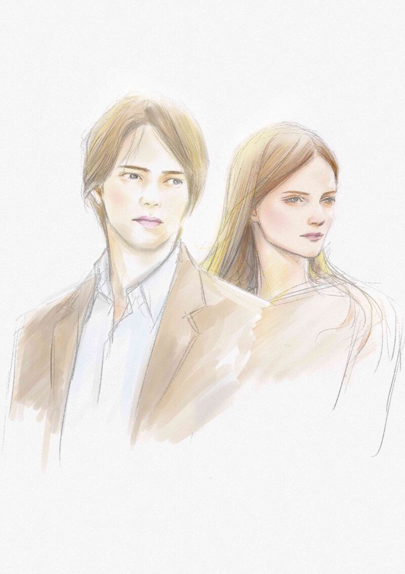 オキモト・シュウが描き下ろした、山下智久とフルール・ジェフリエのイラスト。 (c)オキモト・シュウ