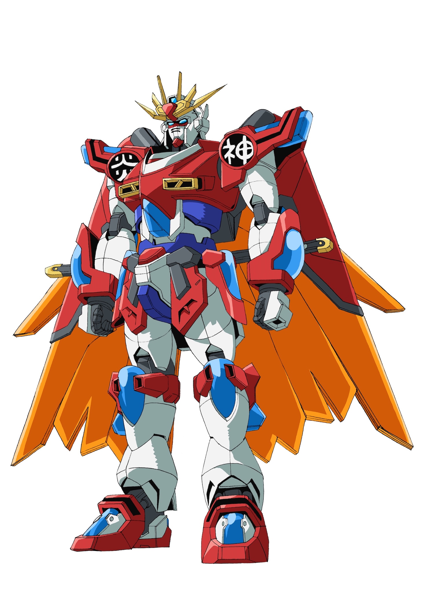 神バーニングガンダム。セカイにより、カミキバーニングガンダムにさらなるカスタムビルドが施された強化機。攻防性能を向上させる翼型のユニット「ウィングバーニング」を背に、神樹ガンプラ流拳法の最強奥義が唸りを上げる。