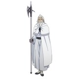 ドルトス（CV：秋元羊介）。「しろがね」の二つ名を持つ元Sランク冒険者。重厚な槍を軽々と操る実力者。アンジェリンからは「しろがねのおっちゃん」と呼ばれている。(c)門司柿家/アース・スター エンターテイメント/Sランク娘製作委員会