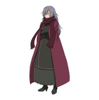 マリア（CV：生天目仁美）。「灰色」の二つ名を持つ元Sランク冒険者。ミリアムの師匠で口が悪い。龍の返り血による呪いに侵されており、その影響でいつもに咳こんでいる。(c)門司柿家/アース・スター エンターテイメント/Sランク娘製作委員会