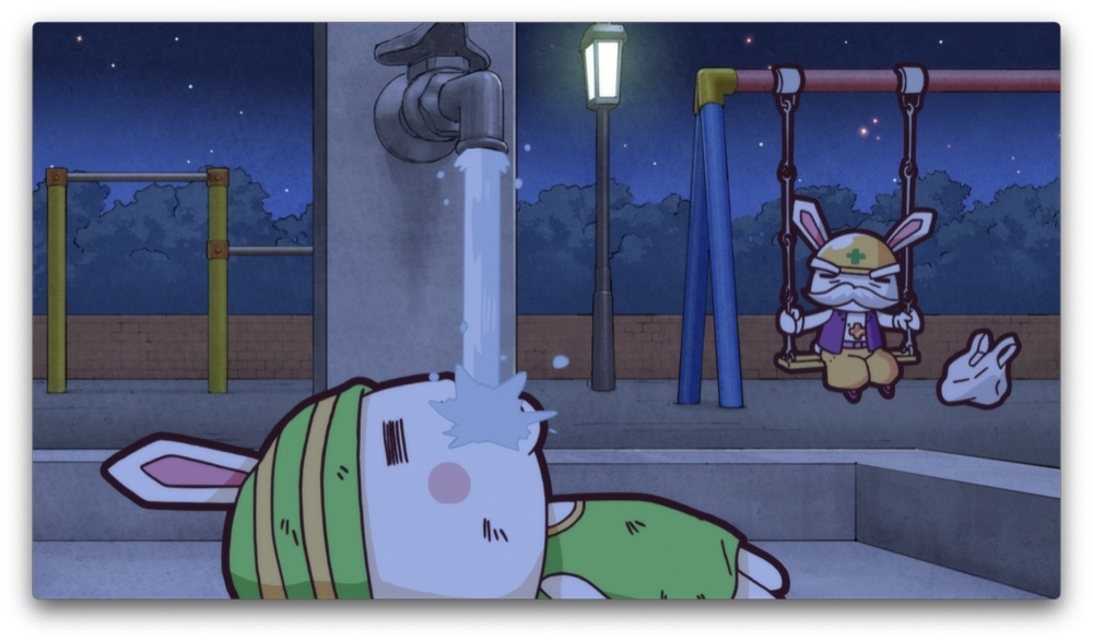 アニメ「全力ウサギ」第1話の場面カット。