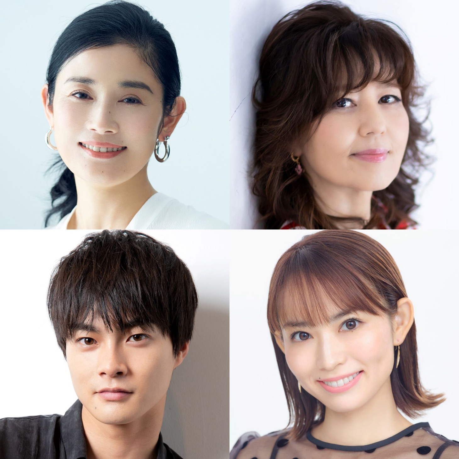 左上から時計回りに石田ひかり、石野真子、市川由衣、結木滉星。
