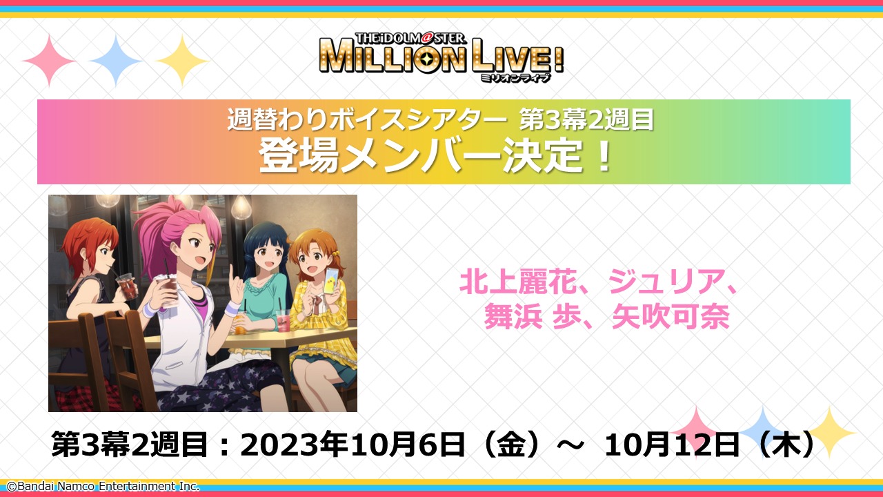 「週替わりボイスシアター」第3幕2週目の登場メンバー。