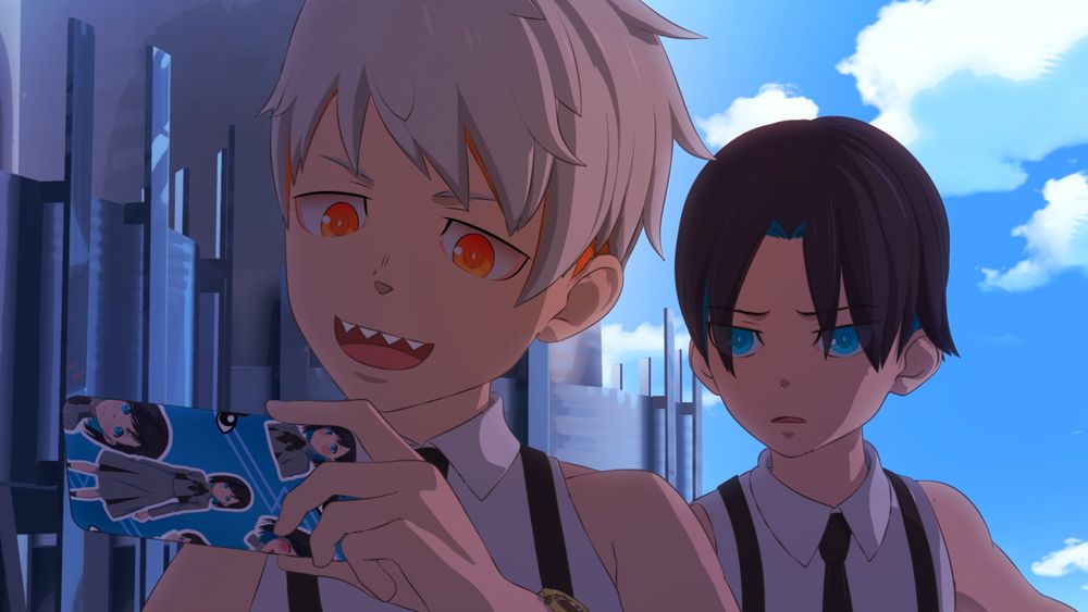 TVアニメ「カミエラビ」第1話の場面カット。