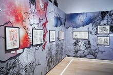 「北斗の拳 40周年大原画展 ～愛をとりもどせ!!～」の様子。(c)武論尊・原哲夫／コアミックス1983